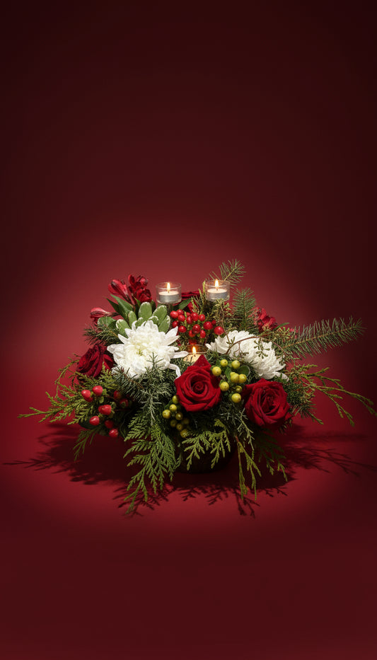 "The Christmas Song" Holiday Centerpiece | Red & White Design
